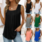 📢👚 PROMO FLASH 50% ! Débardeur Sans Manches à Col Carré – Tissu Doux, Plis Devant, Coupe Ample, 6 Coloris, Tailles S-2XL, Idéal Quotidien & Plage ✨