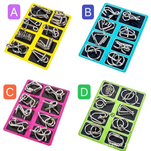 🔵 50% DE DESCUENTO ! 🧩 Anillo Rompecabezas de Metal (8 Piezas) - Desafío Mental con Instrucciones y Solución Incluidas, Ideal para Regalo 🎁✨