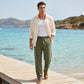 Pantalon droit pour homme à taille élastique avec cordon de serrage