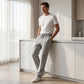Pantalon droit pour homme à taille élastique avec cordon de serrage
