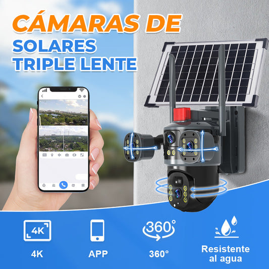 🎥 ¡69% DE DESCUENTO + ENVÍO GRATIS! 🌞 Cúpula Solar con Triple Lente 360° - Vigilancia HD Nocturna y Diurna, Resistente a la Intemperie 🛡️📦