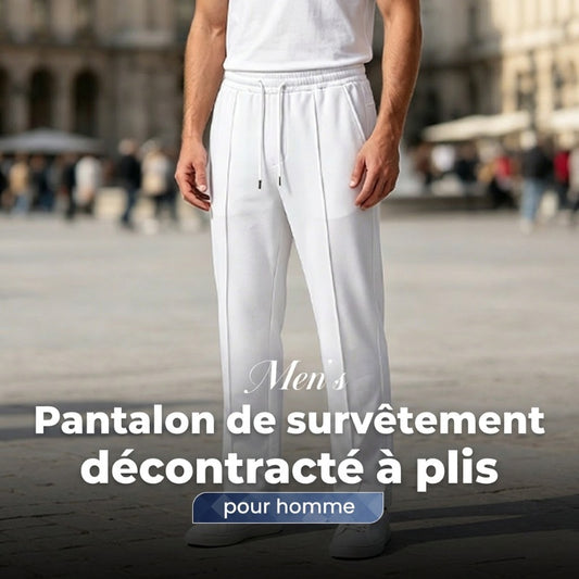 Pantalon droit pour homme à taille élastique avec cordon de serrage
