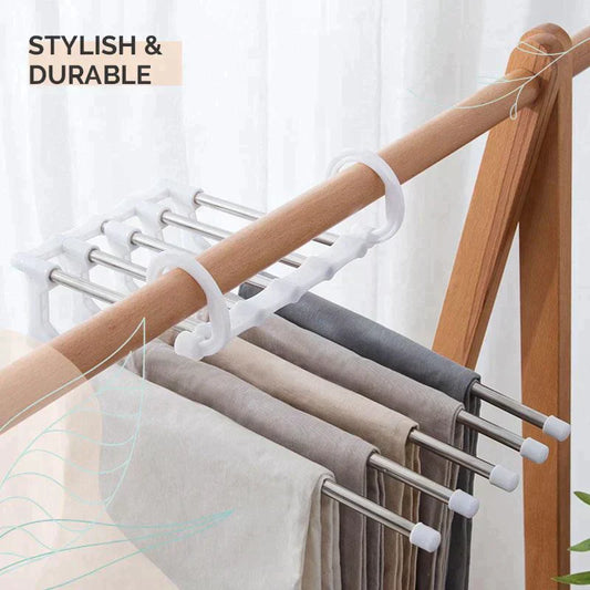 👖 ¡COMPRA 1 LLEVA 2! ✨ Perchero Multifuncional para Pantalones - Organiza hasta 5 Prendas en Vertical, Ahorra Espacio en Armario 📦🔝