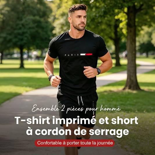 👕 PROMOTION LIMITÉE -50% ! ✨ Ensemble 2 pièces imprimé pour homme – Athleisure moderne, respirant, coupe sportive 🏃♂️