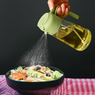 🧴 50% DE RÉDUCTION! ✨ Pulvérisateur & Distributeur d'Huile en Verre 2 en 1 – Design Élégant, Contrôle Du Débit & Facile À Nettoyer Pour Une Cuisine Sain 🫙