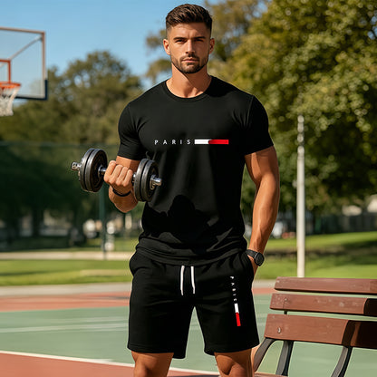 👕 PROMOTION LIMITÉE -50% ! ✨ Ensemble 2 pièces imprimé pour homme – Athleisure moderne, respirant, coupe sportive 🏃♂️