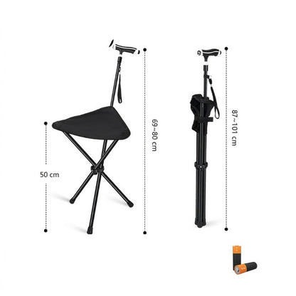 Canne de marche pliable avec siège