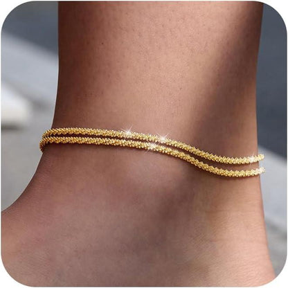 🌺 ACHETEZ 1, OBTENEZ 1 GRATUIT ! ⏳ Bracelet de Cheville en Argent – Multilayer, Étanche & Taille Ajustable 💫
