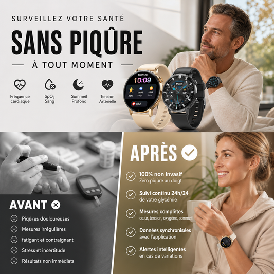 ⌚ 50% DE RÉDUCTION ! ⚡ Montre Intelligente Multifonctionnelle – Écran Tactile & Bluetooth – Cardio/SpO2/Sommeil & Appels for Homme & Femme