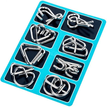 🔵 50% DE DESCUENTO ! 🧩 Anillo Rompecabezas de Metal (8 Piezas) - Desafío Mental con Instrucciones y Solución Incluidas, Ideal para Regalo 🎁✨