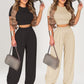 Ensemble Deux Pièces pour Femme : T-shirt Ajusté à Manches Courtes & Pantalon Ample