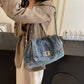 Sac À Épaule Rétro Grande Capacité À Chaîne en Denim