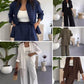 Ensemble Femme 2 Pièces Uni : Chemise Ample et Pantalon Large Décontracté