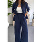 Ensemble Femme 2 Pièces Uni : Chemise Ample et Pantalon Large Décontracté