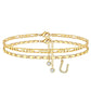 🌟🌹✨ PROMO LIMITÉE -50% ! Bracelet de Cheville Doré Superposé pour Femmes – Pailleté, Réglable & 2 Pièces (Or)