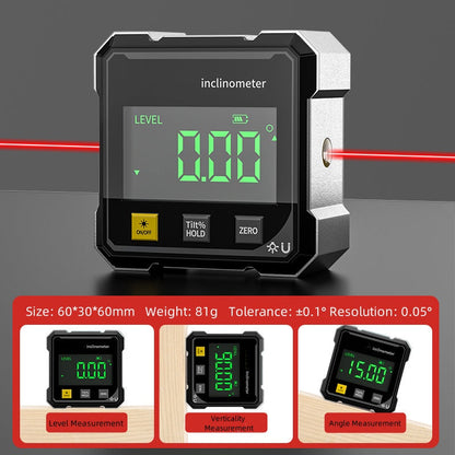 📐💡 PROMO -50% ! Jauge d'Angle Numérique Magnétique 4 Faces – Mesure Laser, Écran LCD & Auto-Calibrage (Précision ±0,2°)