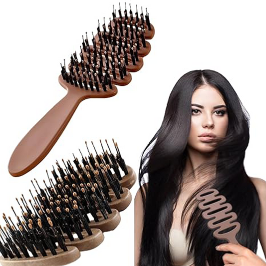 Cepillo para el cabello con cerdas de jabalí y diseño curvo