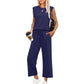 Conjunto de 2 piezas de top sin mangas y pantalones de pierna ancha para mujer