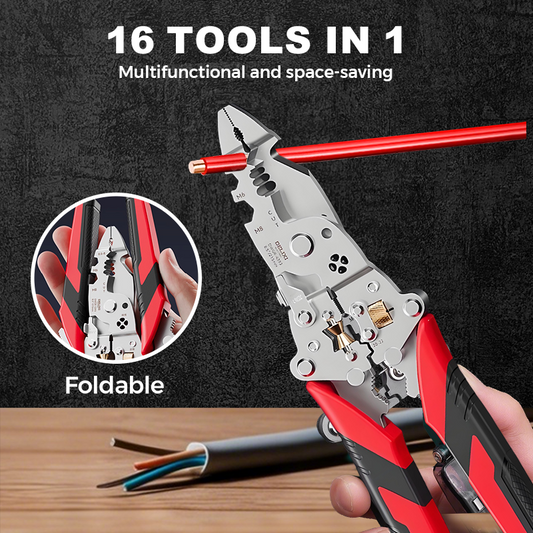 🔥 Comprar 2 y llevarse 1 GRATIS – Envío gratuito! 🛠️ Pelacables de alambre de acero inoxidable plegable 16 en 1 ✨