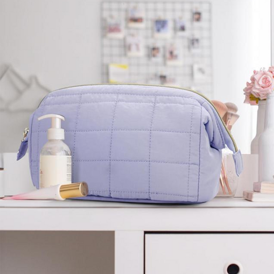 Trousse de Maquillage de Voyage Portable à Carreaux