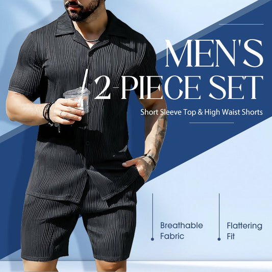 🔥 60 % DE DESCUENTO – Conjunto de 2 piezas: Camiseta de manga corta y pantalones cortos de talle alto para hombres 👕✨