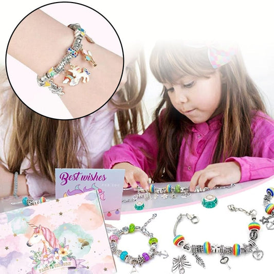 💫 50% DE DESCUENTO ! 🎁 Kit para Crear Pulseras con Charms - Incluye Cuentas y Herramientas, Diseño Divertido para Regalo o Manualidades 👧📦