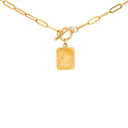 ✝️ ¡COMPRA 1 LLEVA 2! ✨ Collar Cruz con Cadena de Clip - Diseño Elegante y Simbólico para el Día a Daya 📿🔗