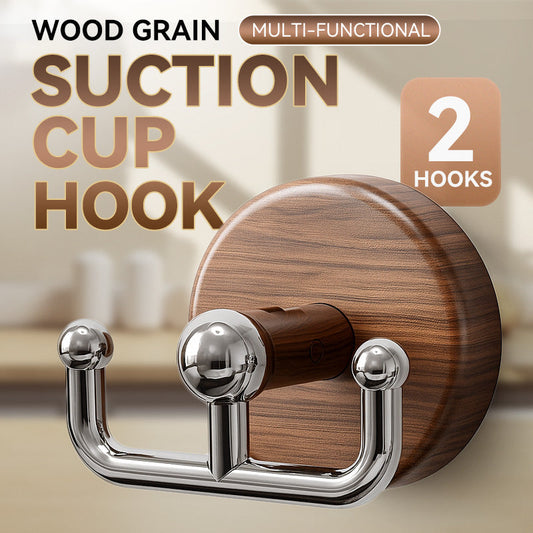 🪝 ¡COMPRA 2 LLEVA 3! ✨ Gancho de Ventosa con Textura de Madera - Soporte Ajustable para Toallas, Ropa y Utensilios de Cocina 🍽️🧣