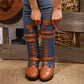Women's Vintage Combat Boots with Laces and Buckle