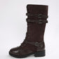Women's Vintage Combat Boots with Laces and Buckle