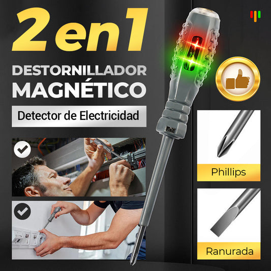 🛠️ ¡50% DE DESCUENTO! ✨ Destornillador Magnético 2 en 1 de Alto Torque con Detector de Electricidad - 15 Accesorios y Probador de Voltaje para Reparaciones Seguras y Eficaces ⚡🔧