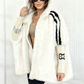 Cappotto casual da donna con cappuccio e zip in peluche