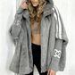 Cappotto casual da donna con cappuccio e zip in peluche