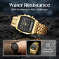 ⌚ PROMO LIMITÉE -50% ! ✨ Montre Rétro Carrée Double Affichage – Analogique & Numérique, Boîtier Zinc Durable, Bracelet Acier Inox · Or-Noir, Or, Noir & Or-Argent 🔋