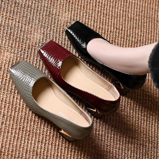 📢📢50 % de réduction !! ⏰Escarpins à talon carré motif serpent pour femme