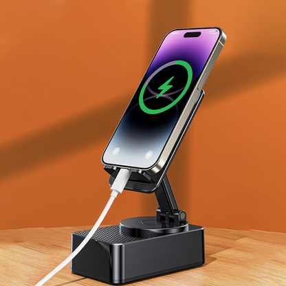 Support Téléphone 3-en-1 avec Enceinte Bluetooth et Batterie Externe