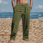 👖 50% DE RÉDUCTION! ✨ Pantalon Homme en Lin – Coupe Droite, Cordon de Serrage & Tissu Respirant Pour Un Style Léger Et Élégant 🌿