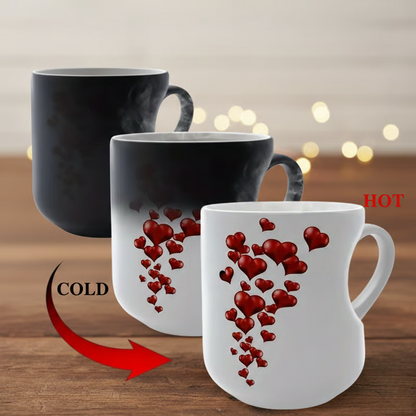 ☕💖✨ PROMO -50% ! Mug Cœur Change-Couleur – Magie Thermique, Poignée Cœur & Lavable Micro-Ondes (Noir)