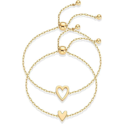 💝 50% DE RÉDUCTION ! 💕 Ensemble de 2 Bracelets Assortis avec Breloques Cœur – Design Romantique, Cadeau Idéal & Taille Réglable 🎁
