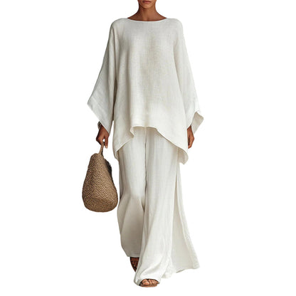 💎 50% DE RÉDUCTION ! 💎 Ensemble Femme 2 Pièces – Haut Ample à Manches Longues & Pantalon Large en Polyester Respirant 👗✨
