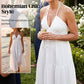 💐60% DE RÉDUCTION ! Robe Maxi Imprimé Été – Col Licou, Coupe Fluide & Style Bohème 🌸✨【Prix Exceptionnel】
