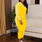 Robe près du corps Femme à manches longues, col en V et détails sportifs à rayures – Coupe flatteuse pour toutes les saisons ! 🌟