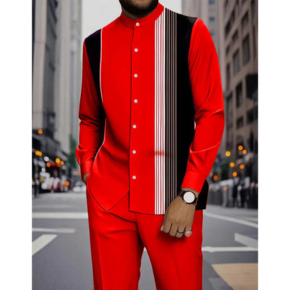 📢📢50 % de réduction !! ⏰Ensemble 2 pièces homme chemise rayée et pantalon – style sans effort