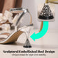 👠💎✨ PROMO LIMITÉE -50% ! Sandales à Bride Cheville – Strass, Talon Sculptural, Bout Carré & Finition Métallisée (Argent/Doré, 35-43)