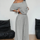 Ensemble 2 pièces femme – haut à épaules dénudées et pantalon