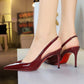 ✨50% de réduction + livraison gratuite 👠Escarpins à talons aiguilles à bride arrière et bout pointu en cuir verni pour femme
