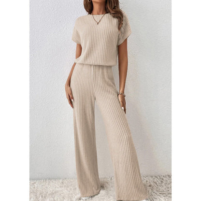 ✨ Ensemble haut en maille côtelée et pantalon large pour femme | Maille Côtelée & Confort Absolu 👗