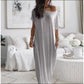 👗✨🌞 PROMO -50% ! Robe Longue Décontractée à Manches Courtes et Coupe Ample – Tissu Léger Respirant & Poches Latérales (5 Couleurs, S-2XL)