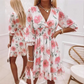 👗 50% DE RÉDUCTION ⏰ Robe trapèze à col en V & ourlet à volants, imprimé floral – Fluide, légère – parfaite pour l’été, la plage ou un look romantique 🌸