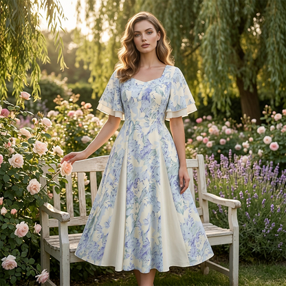 👗50% de réduction🔥Offres spéciales - Robe évasée à manches flottantes| Style Vintage Chic 🌸